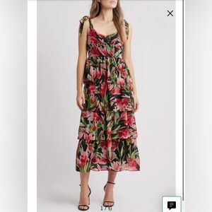 Julia Jordan Black and Red Asymmetrical Dress